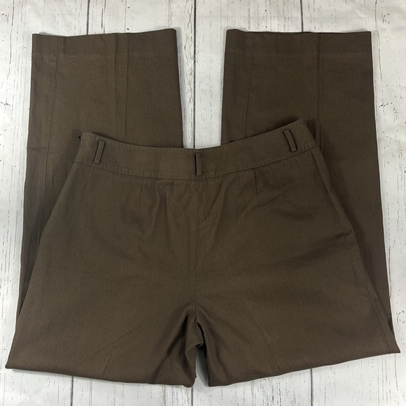 J.Jill Genuine Fit Below Waist Brown Linen Blend Beachy Pants Womens Size 14 NWT - Picture 2 of 11